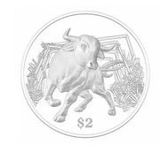 2 Dollars Year of the Ox, Singapore, 2021 reverse image