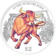 2 Dollars Year of the Ox, Singapore, 2021 reverse image