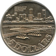 5 Dollars Benjamin Sheares Bridge, Singapore, 1982 reverse image