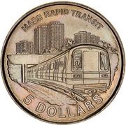 5 Dollars Mass Rapid Transit, Singapore, 1989 reverse image