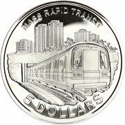 5 Dollars Mass Rapid Transit, Singapore, 1989 reverse image