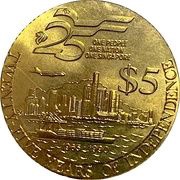 5 Dollars 25th Anniversary of Independence reverse image