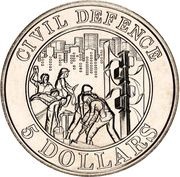 5 Dollars Civil Defence, Singapore, 1991 reverse image
