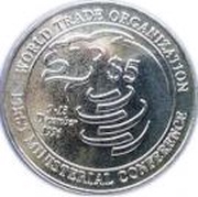 5 Dollars World Trade Organisation Conference, Singapore, 1996 reverse image