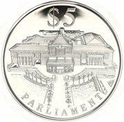 5 Dollars Parliament, Singapore, 1999 reverse image