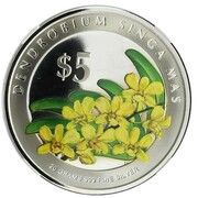 5 Dollars Dendrobium Singa Mas, Singapore, 2007 reverse image