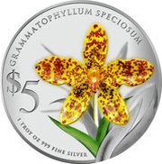 5 Dollars Grammatophyllum Speciosum, Singapore, 2011 reverse image