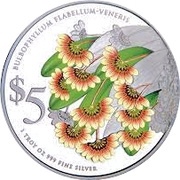 5 Dollars Bulbophyllum Flabellum-Veneris, Singapore, 2013 reverse image