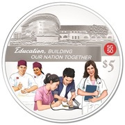 5 Dollars 50th Anniversary of Independence, Singapore, 2015 reverse image