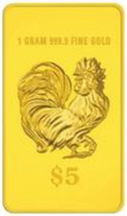 5 Dollars Year of the Rooster, Singapore, 2017 reverse image