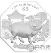 5 Dollars Year of the Pig, Singapore, 2019 reverse image