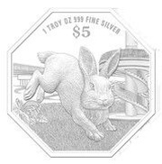 5 Dollars Year of the Rabbit, Singapore, 2023 reverse image