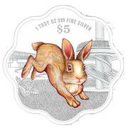 5 Dollars Year of the Rabbit, Singapore, 2023 reverse image