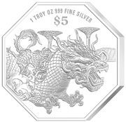 5 Dollars Year of the Dragon, Singapore, 2024 reverse image