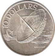 10 Dollars Communication Satellite (Silver, Singapore, 1978-1980 reverse image