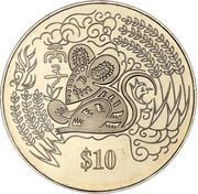 10 Dollars Year of the Rat, Singapore, 1996 reverse image