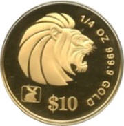 10 Dollars Gold Bullion, Singapore, 1996-2002 reverse image