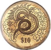 10 Dollars Year of the Snake, Singapore, 2001 reverse image