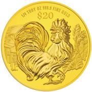 20 Dollars Year of the Rooster, Singapore, 2017 reverse image