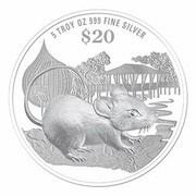 20 Dollars Year of the Rat, Singapore, 2020 reverse image