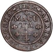 ¼ Macuta Equipaga - José I, Angola, 1762-1771 reverse image