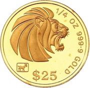 25 Dollars Gold Bullion, Singapore, 1990-1995 reverse image