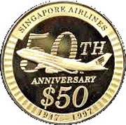 50 Dollars Singapore Airlines, Singapore, 1997 reverse image