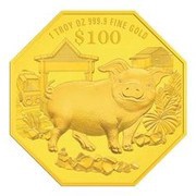 100 Dollars Year of the Pig, Singapore, 2019 reverse image