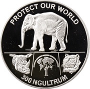 300 Ngultrums Protect Our World, Bhutan, 1993 reverse image