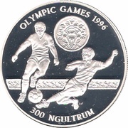 300 Ngultrums Soccer, Bhutan, 1993 reverse image