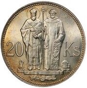 20 Korún St. Cyril and St. Methodius, Slovakia, 1941 reverse image