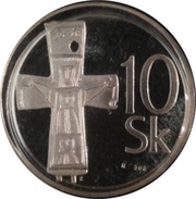 10 Korún New Slovakian coins, Slovakia, 1993 reverse image