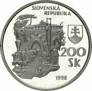 200 Korún 150 Years Railway in Slovakia obverse image