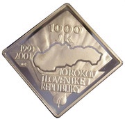 1000 Korún 10th Anniversary of Republic, Slovakia, 2003 reverse image