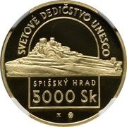 5000 Korún Spišský Hrad UNESCO 1998 reverse image
