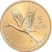 5 Euros Black Stork reverse image