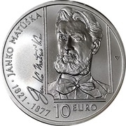 10 Euros Janko Matúška, Slovakia, 2021 reverse image