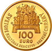 100 Euros Wooden Churches, Slovakia, 2010 reverse image