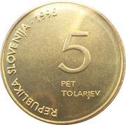 5 Tolarjev Defeat of Fascism obverse image