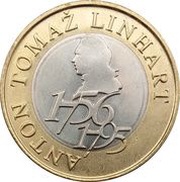500 Tolarjev 250th Birthday of Anton Tomaž Linhart reverse image
