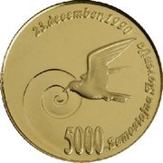 5000 Tolarjev Plebiscite on Independence reverse image