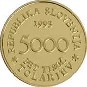 5000 Tolarjev Battle of Sisek obverse image