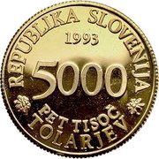 5000 Tolarjev Academia Operosorum Labacensium obverse image