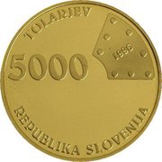 5000 Tolarjev First Railway in Slovenia obverse image