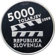 5000 Tolarjev Centennial of Slovene Film obverse image