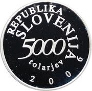 5000 Tolarjev 250th Birthday of Anton Tomaž Linhart obverse image