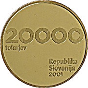 20 000 Tolarjev Slovenia and the Tolar Anniversary obverse image