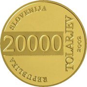 20 000 Tolarjev Soccer World Championship obverse image