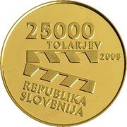 25 000 Tolarjev Centennial of Slovene Film obverse image