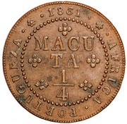 ¼ Macuta - Miguel I Pattern, Angola, 1831 reverse image